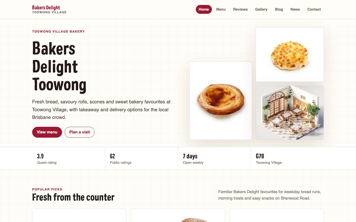 Bakers Delight Toowong website preview