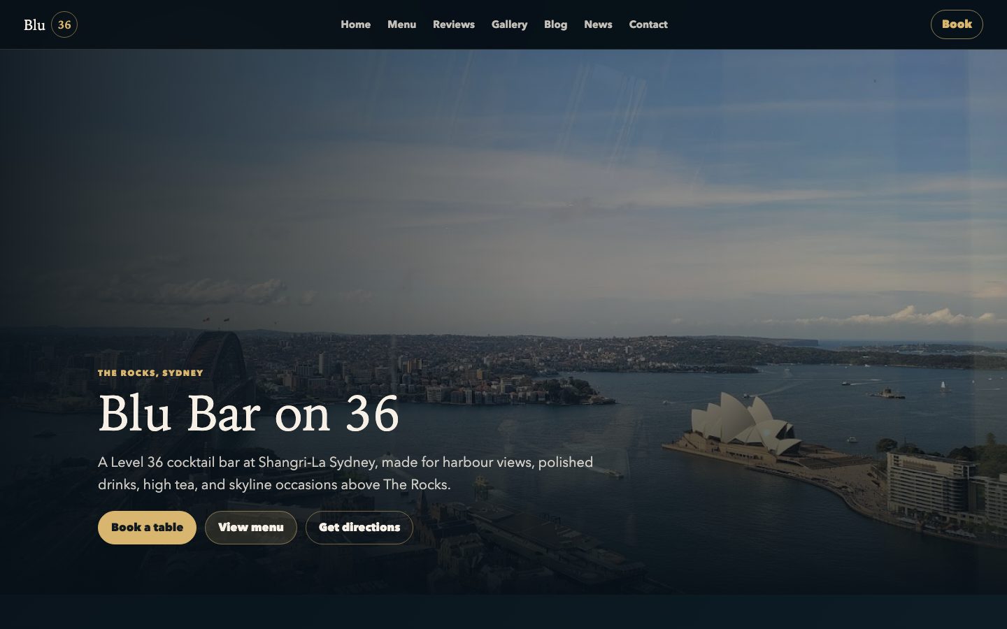 Blu Bar on 36 website preview