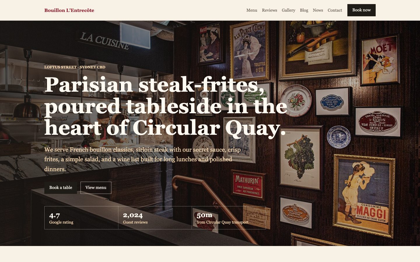 Bouillon L'Entrecôte website preview