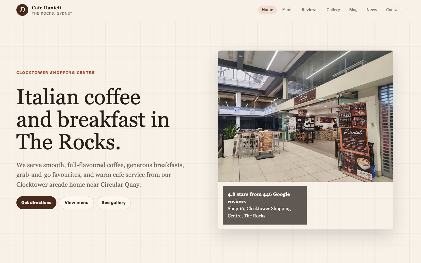 Danieli Cafe website preview