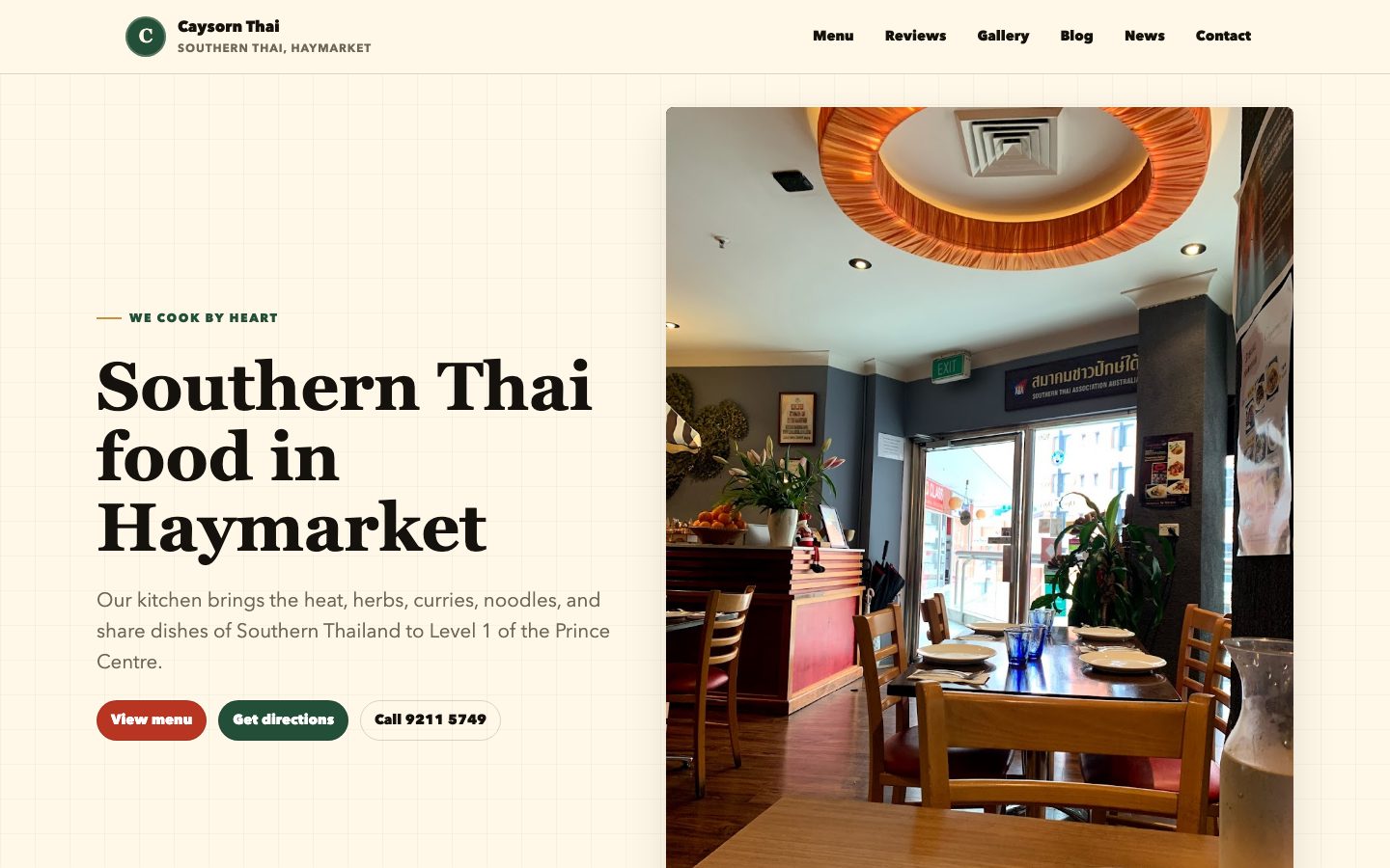 Caysorn Thai website preview