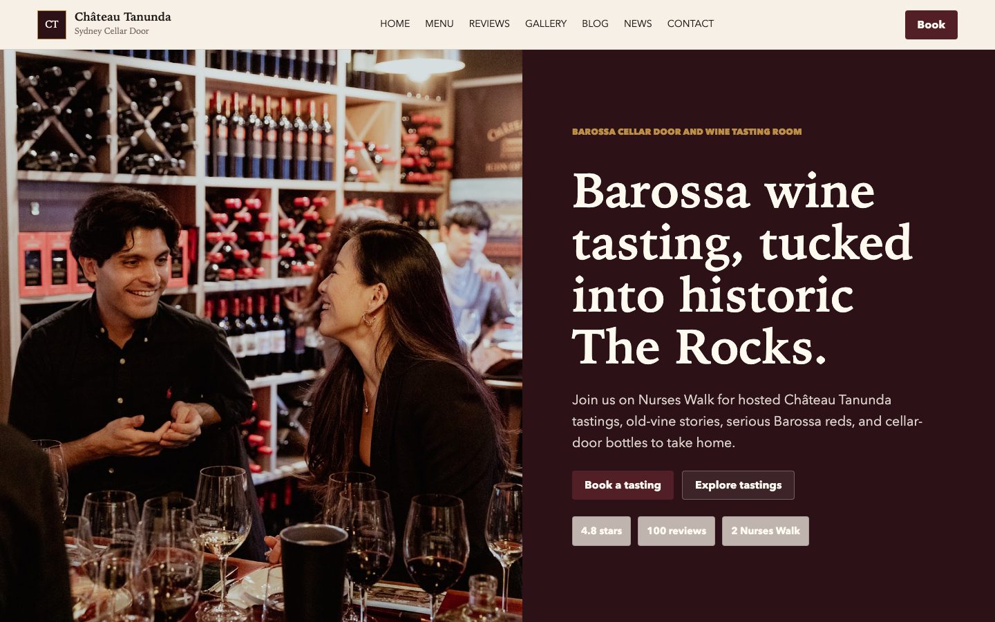 Château Tanunda Sydney Cellar Door website preview