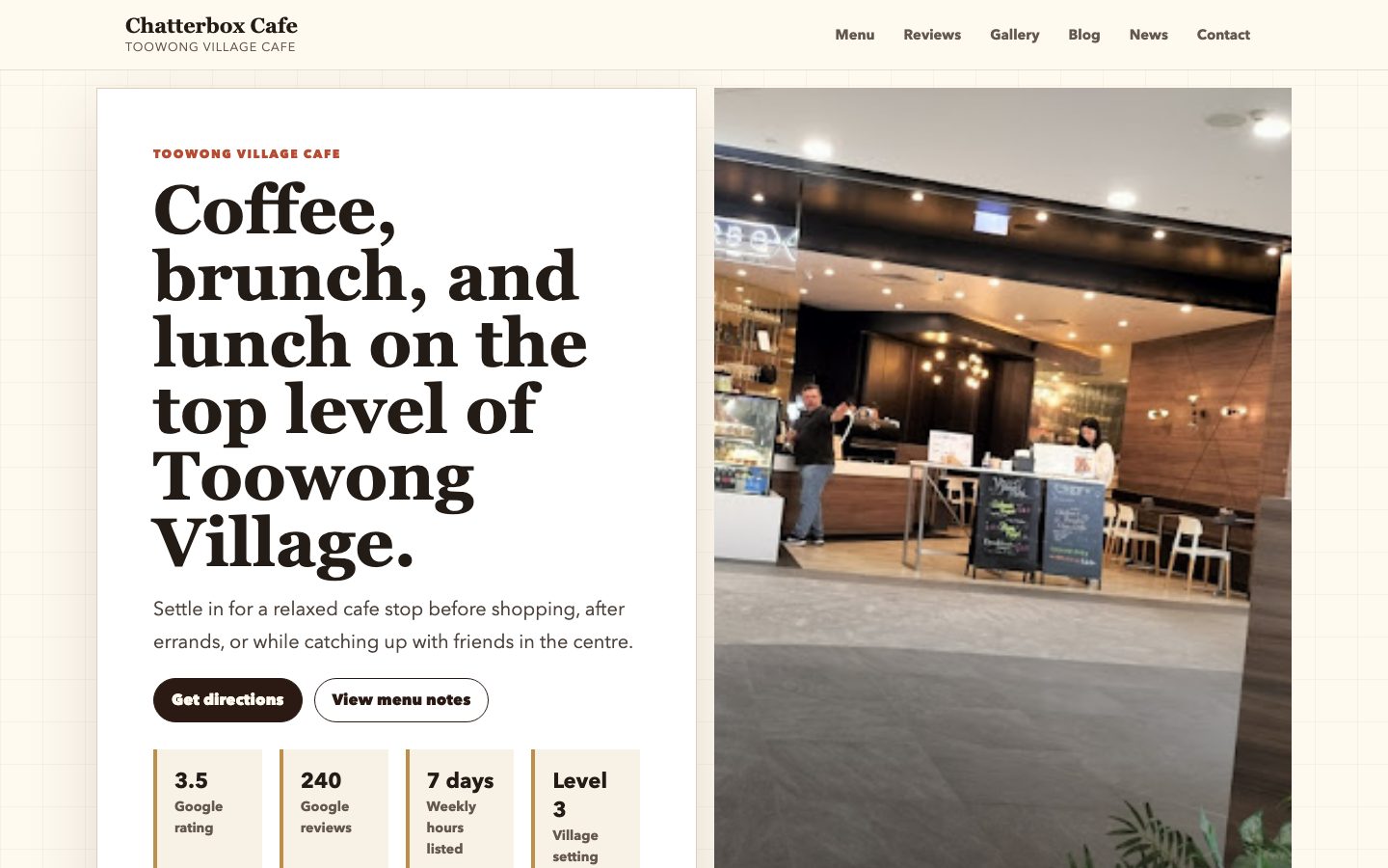 Chatterbox Cafe website preview