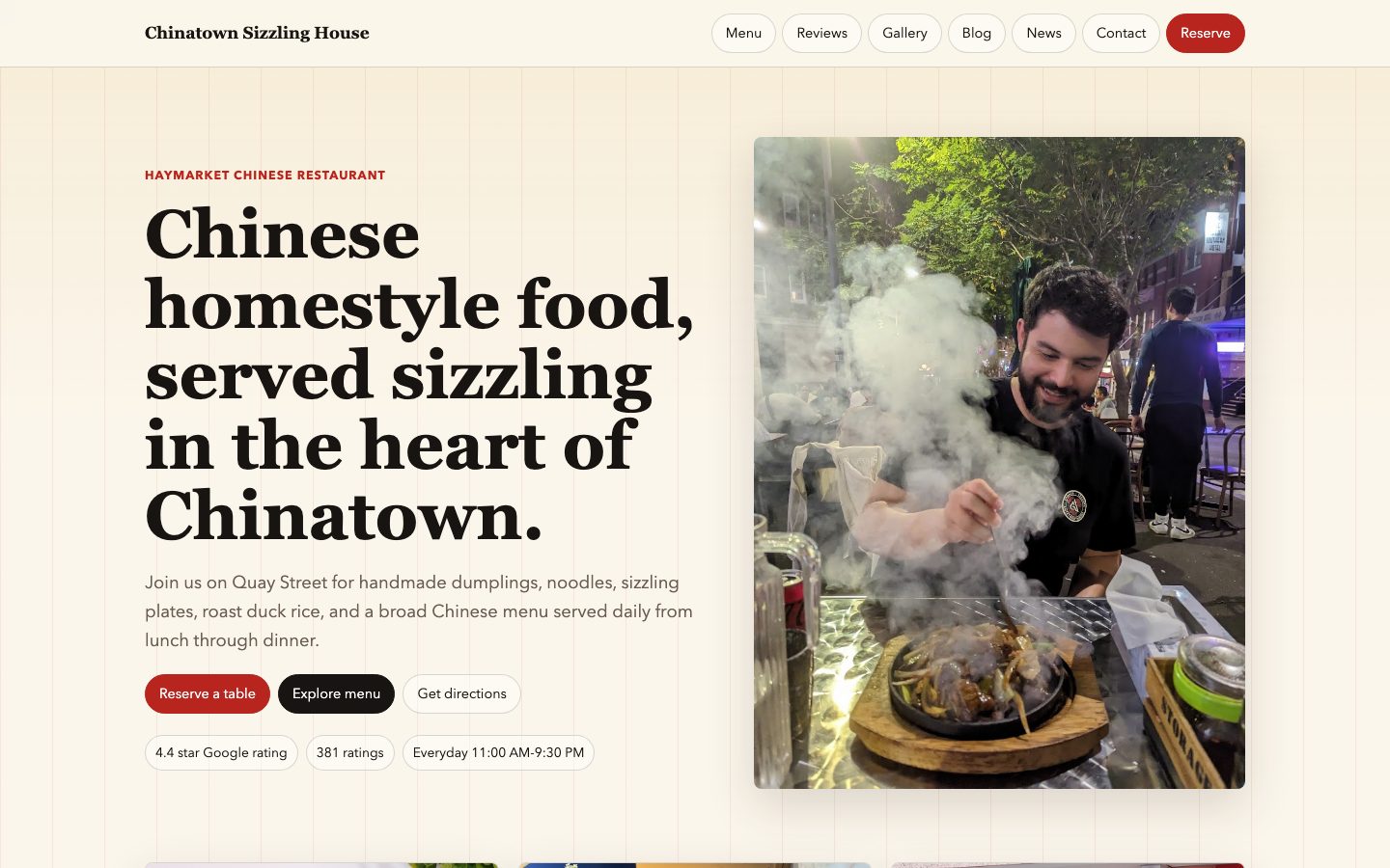 Chinatown Sizzling House website preview