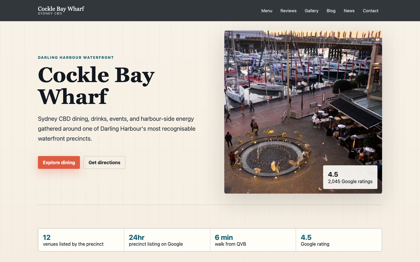 Cockle Bay Wharf website preview
