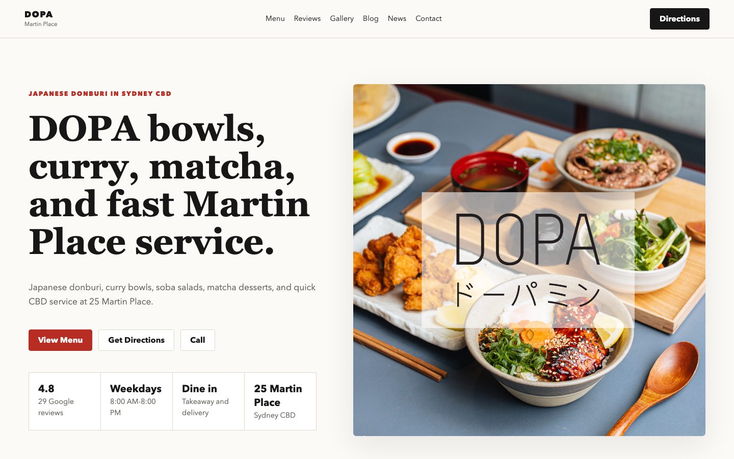 Dopa Donburi - Martin Place website preview
