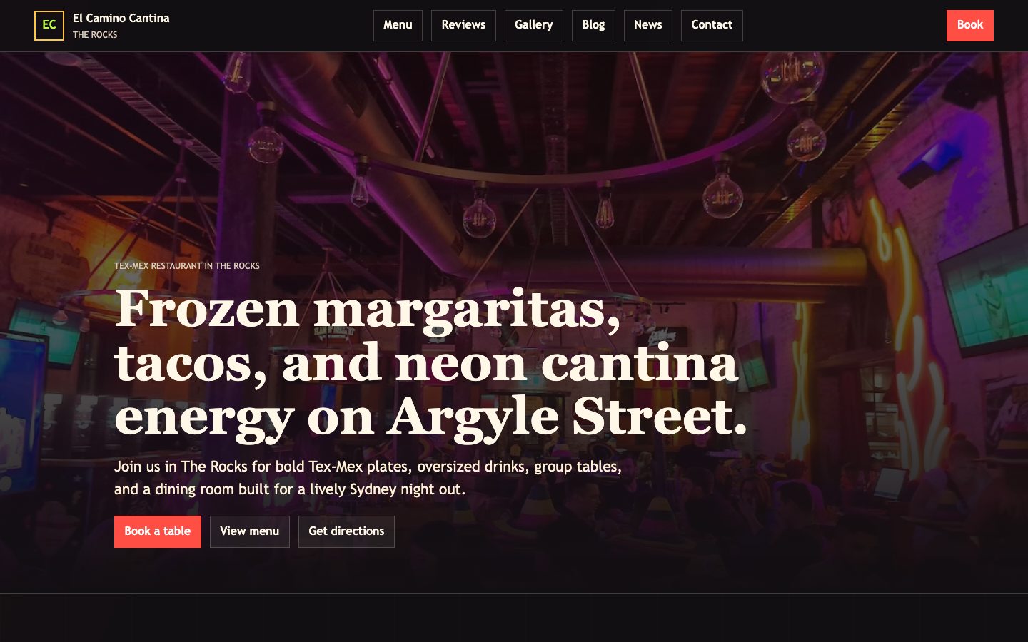 El Camino Cantina The Rocks, Sydney website preview