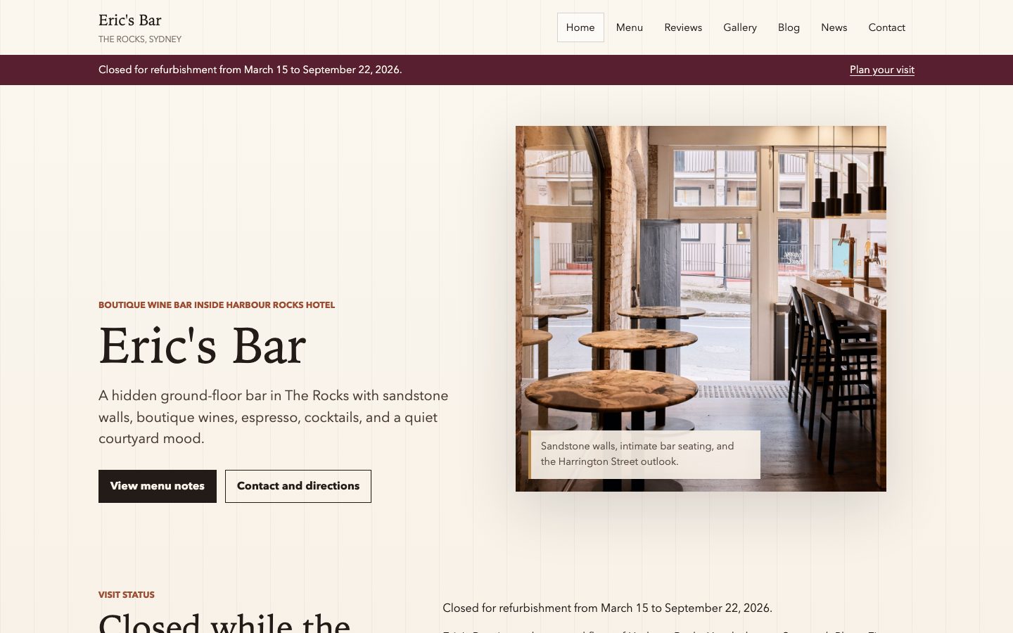 Eric's Bar website preview