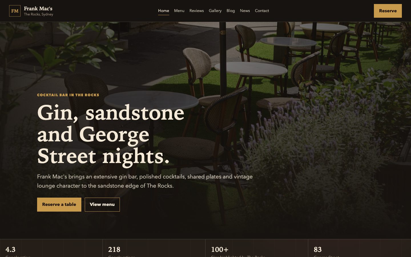 Frank Mac's website preview