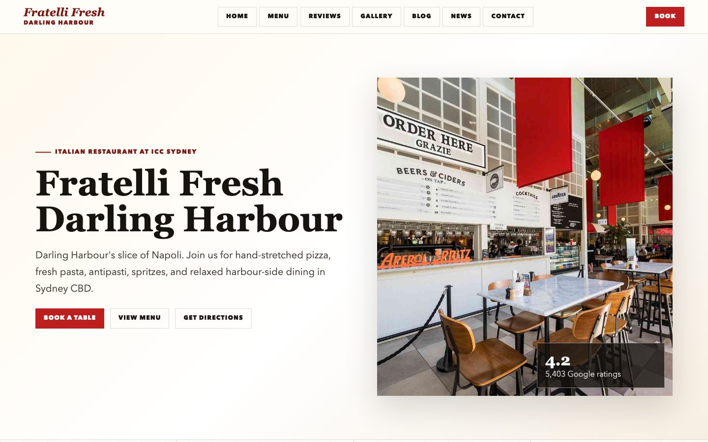 Fratelli Fresh Darling Harbour website preview