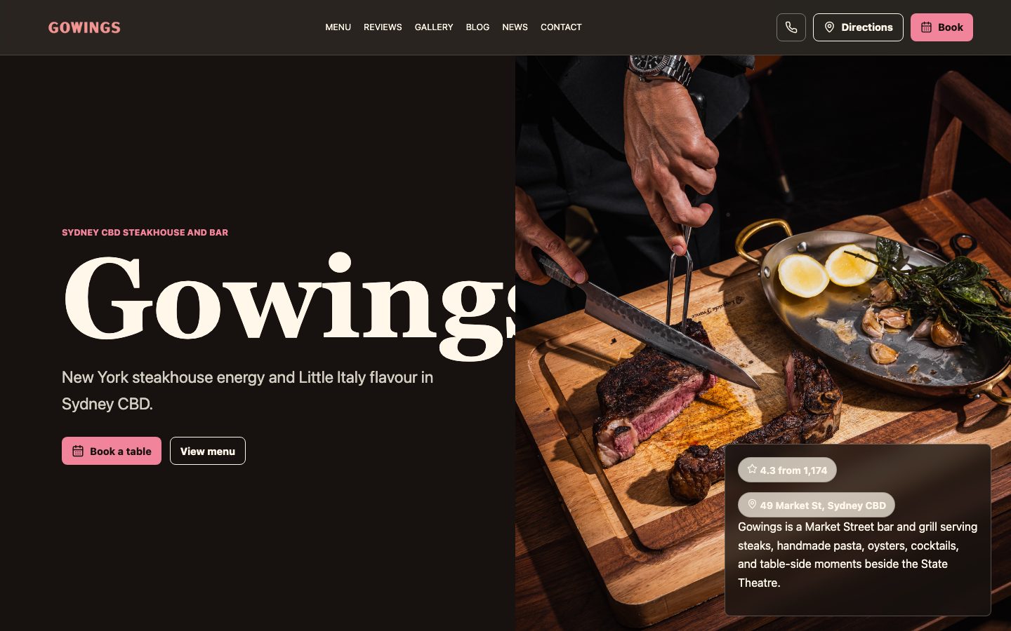 Gowings website preview