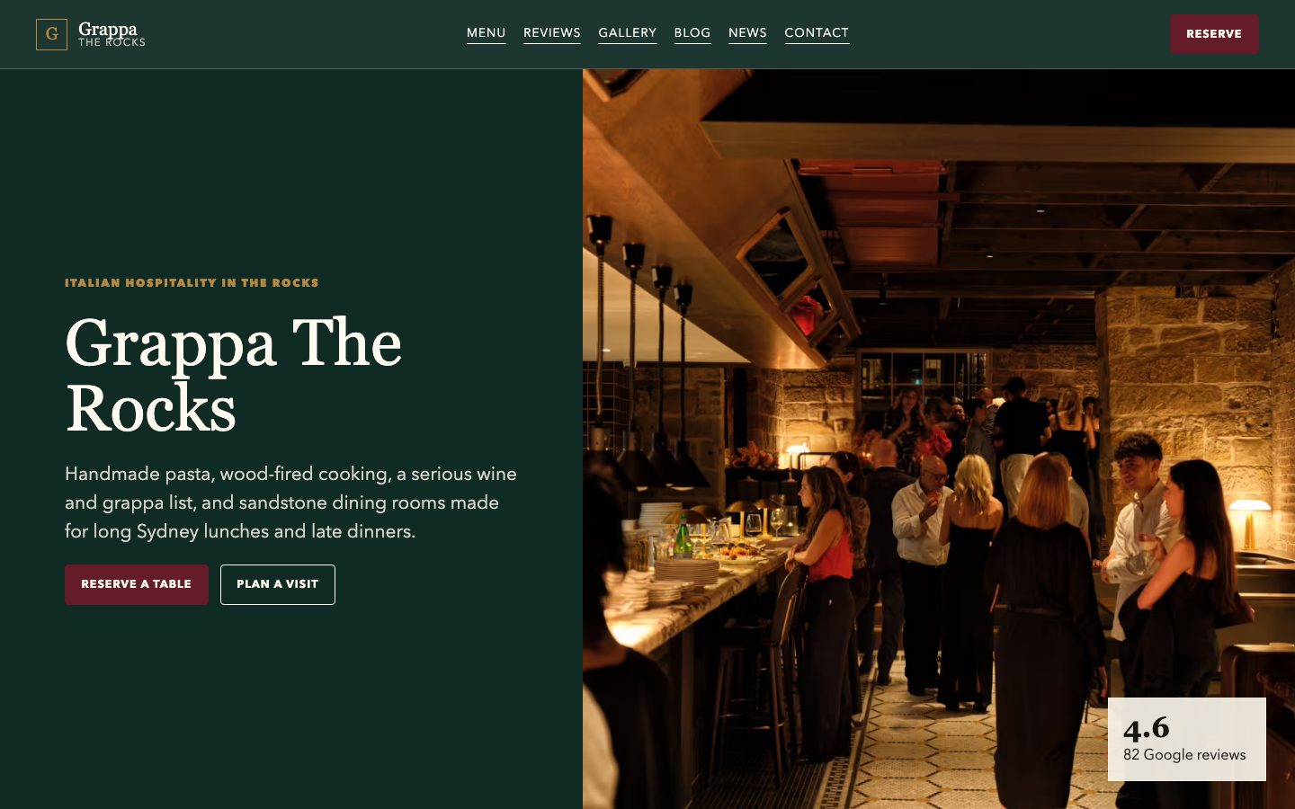 Grappa Ristorante e Bar The Rocks website preview