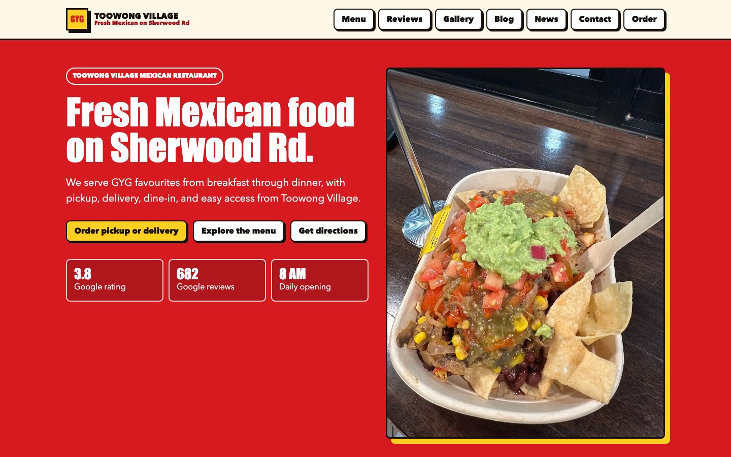Guzman y Gomez - Toowong Village website preview