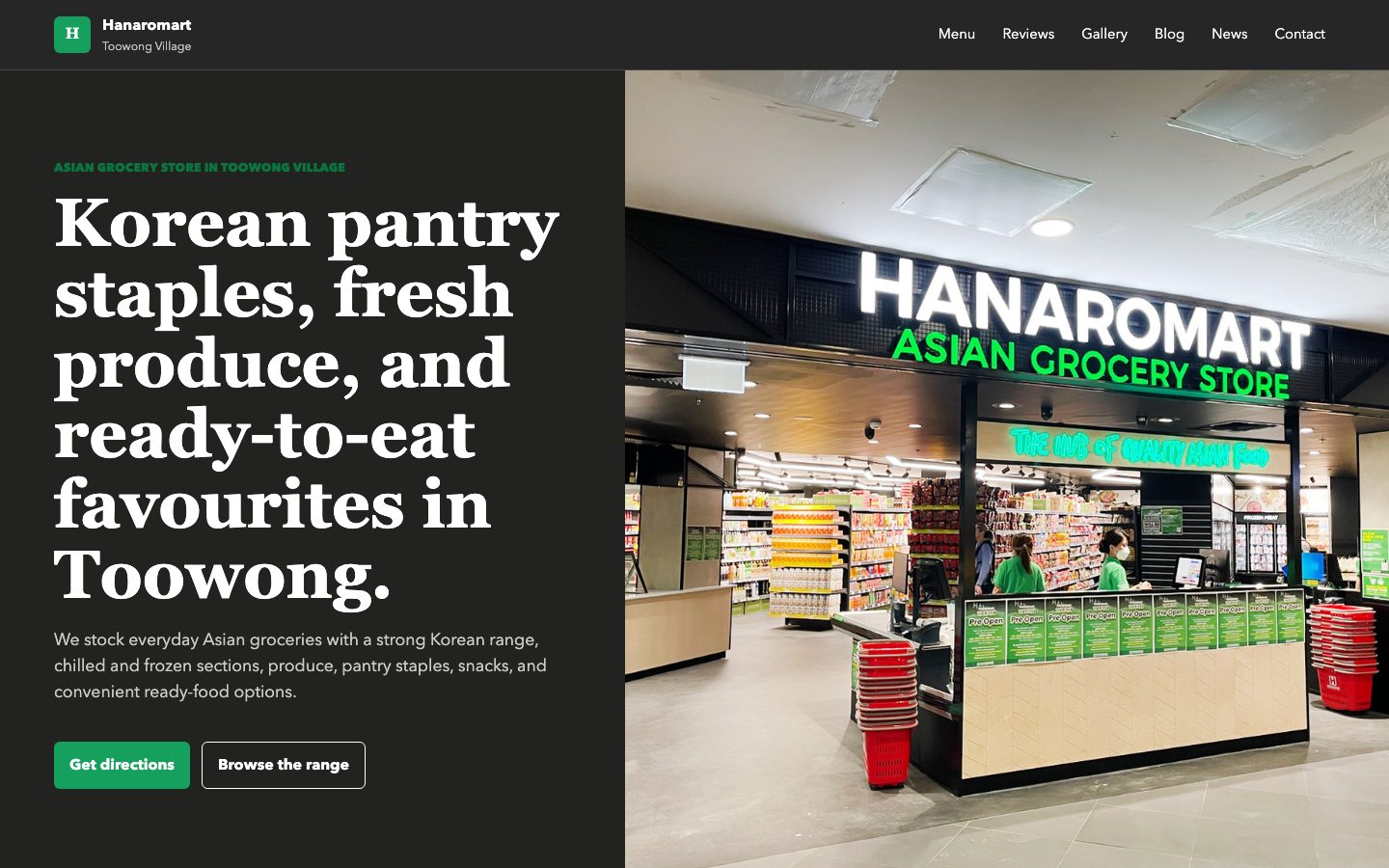 Hanaromart Toowong Village website preview