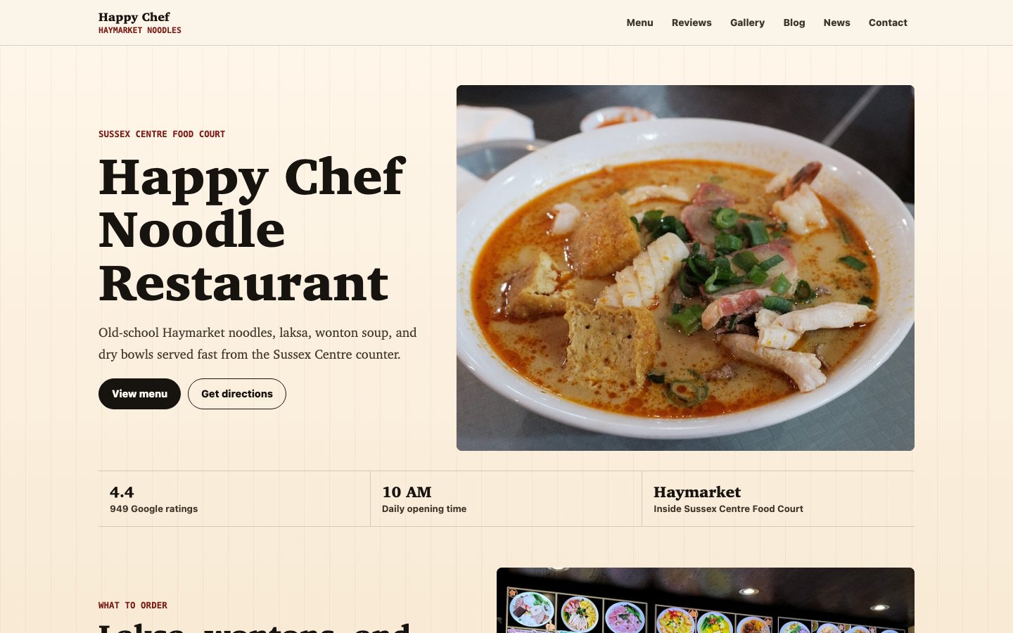 Happy Chef Noodle Restaurant website preview