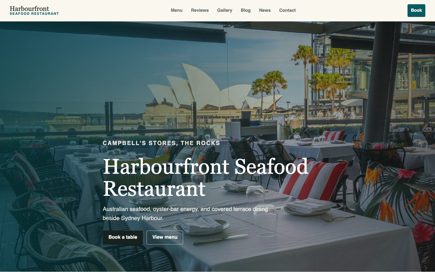 Harbourfront Seafood Restaurant Sydney The Rocks website preview