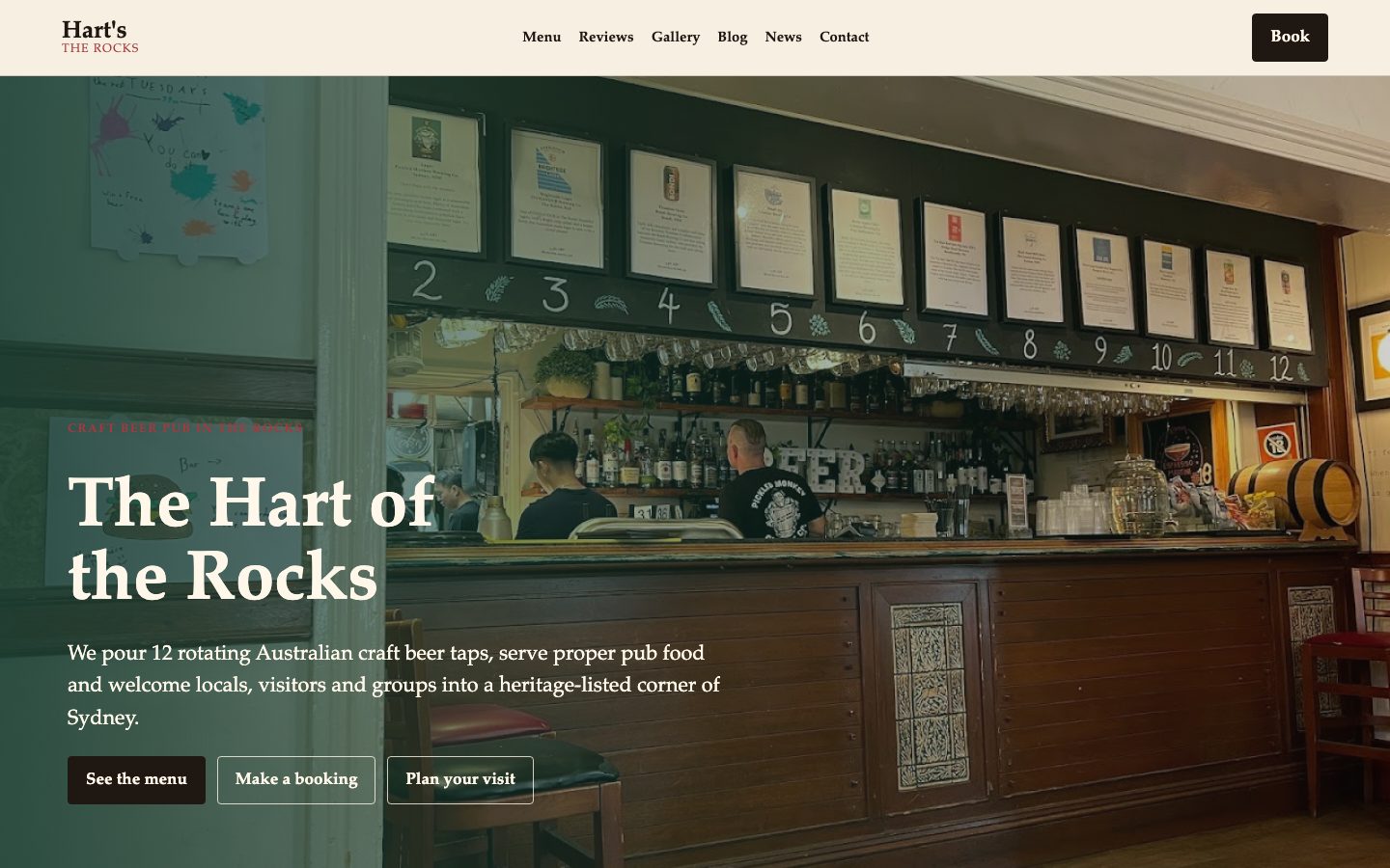Harts Pub website preview