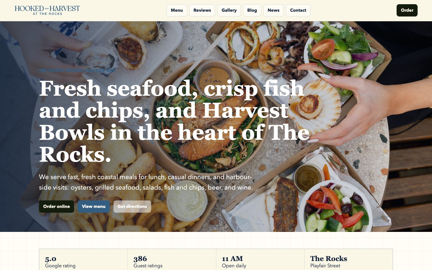 Hooked and Harvest website preview