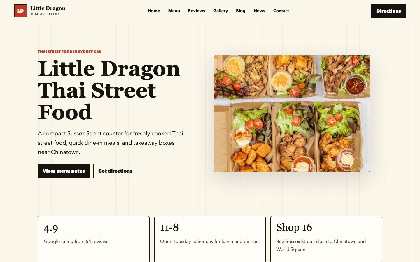 Little Dragon Thai Street Food website preview
