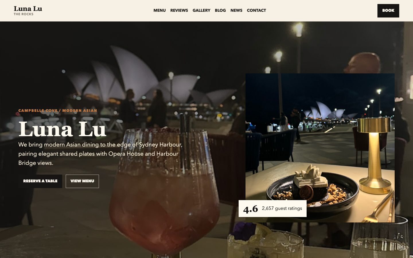 Luna Lu - Asian Fusion, The Rocks website preview
