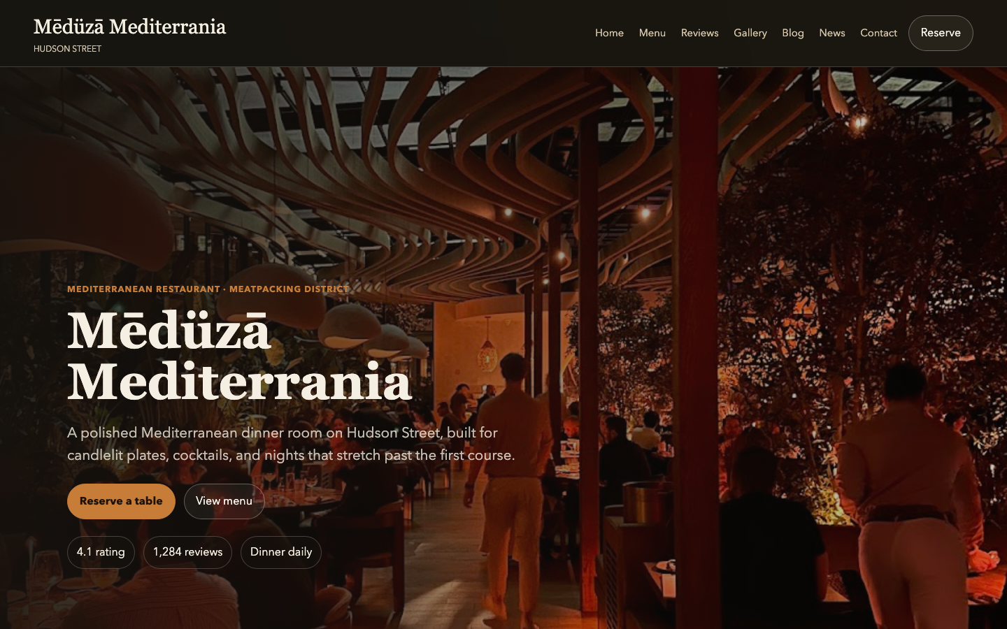 Mēdüzā Mediterrania New York website preview