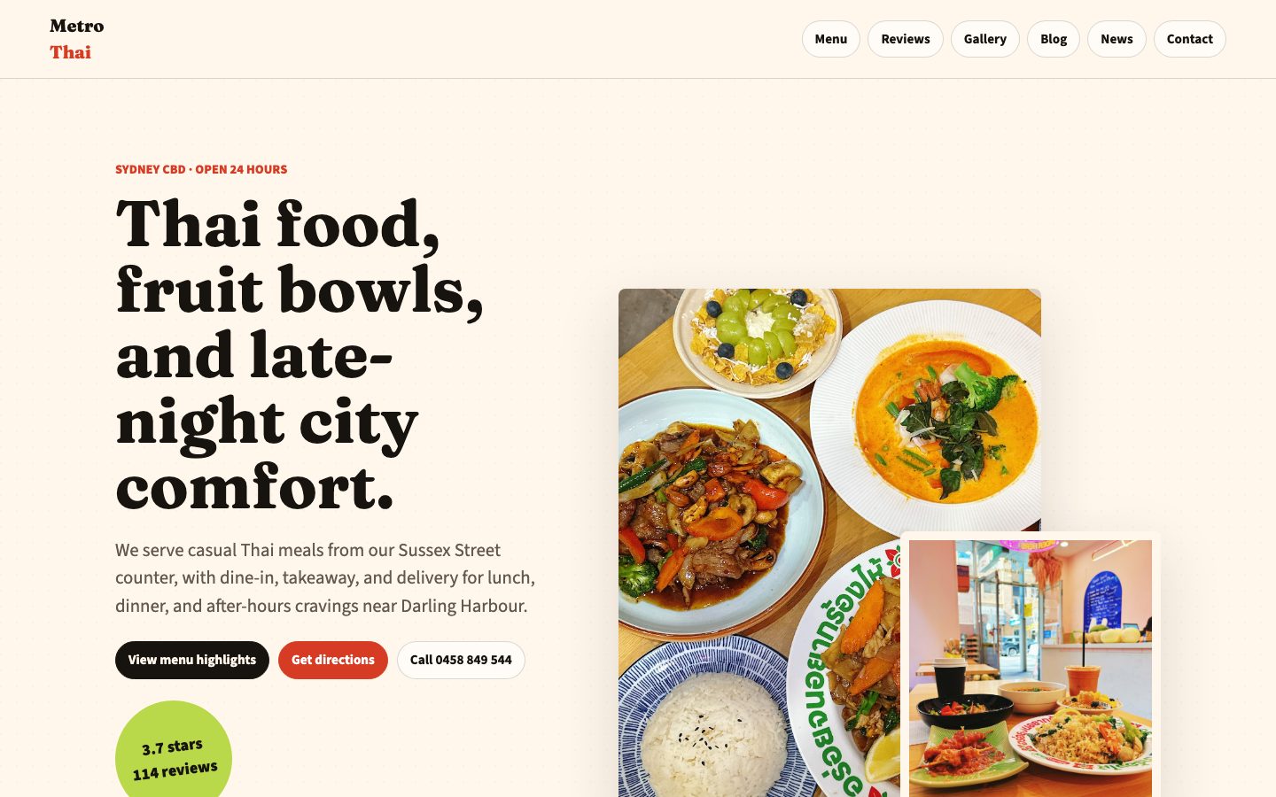 Metro Thai website preview
