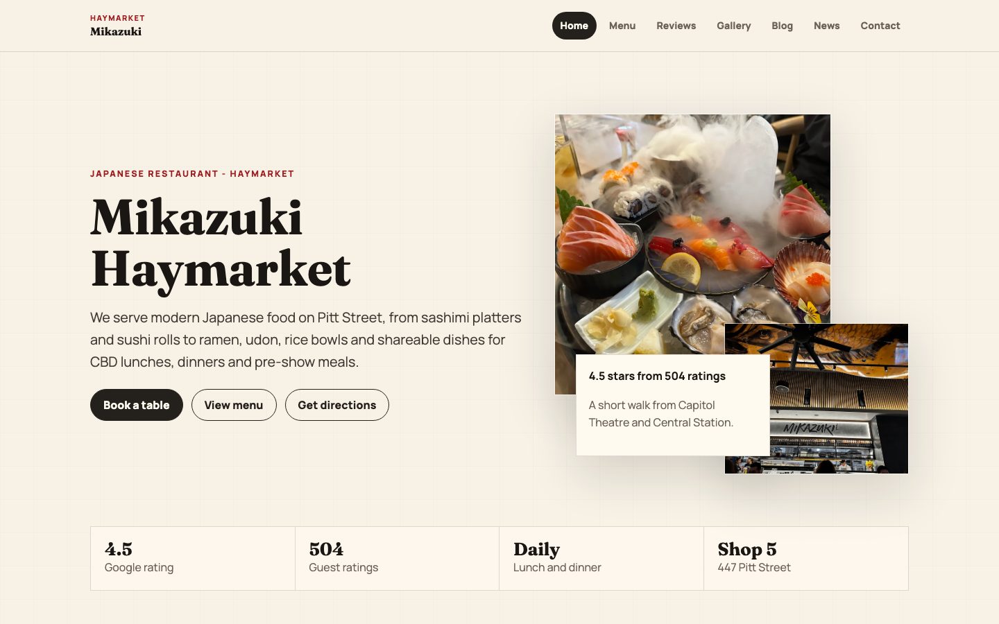 Mikazuki Haymarket website preview