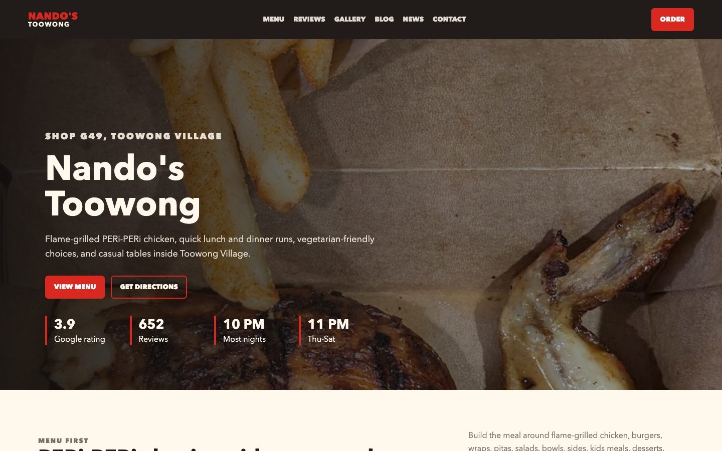 Nando's Toowong website preview