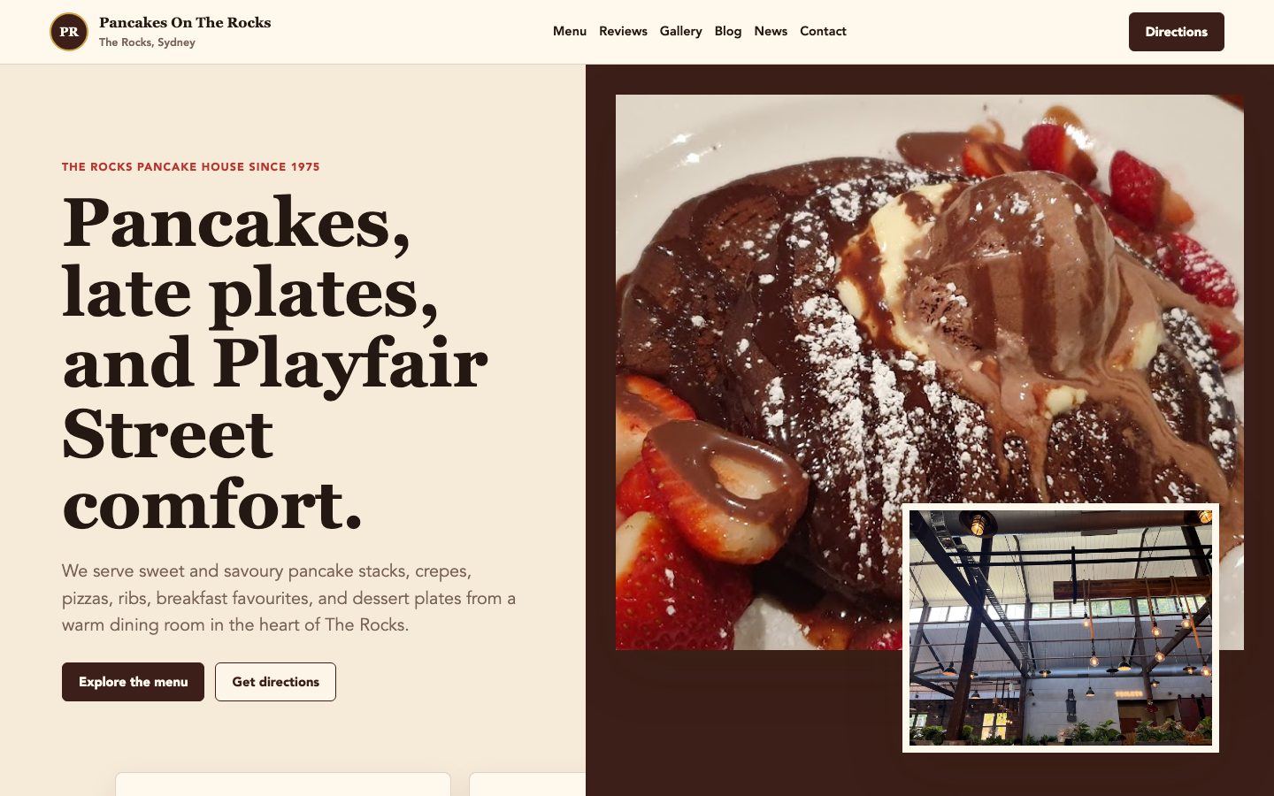 Pancakes On The Rocks website preview