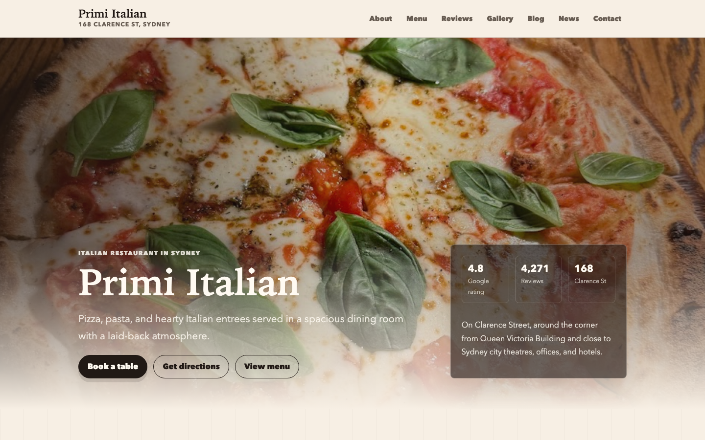 Primi Italian website preview