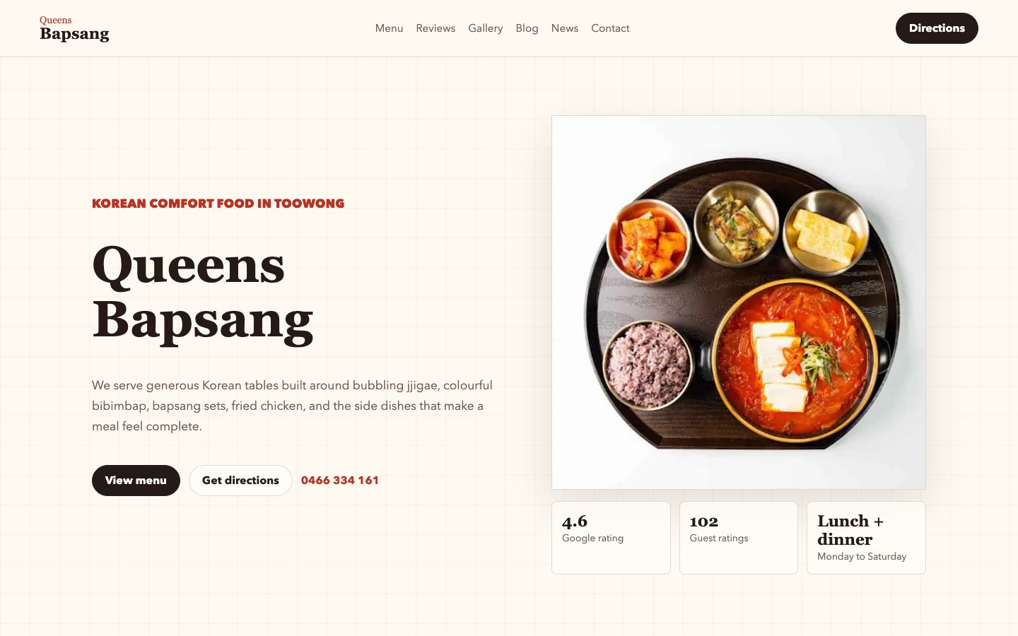 Queens bapsang website preview