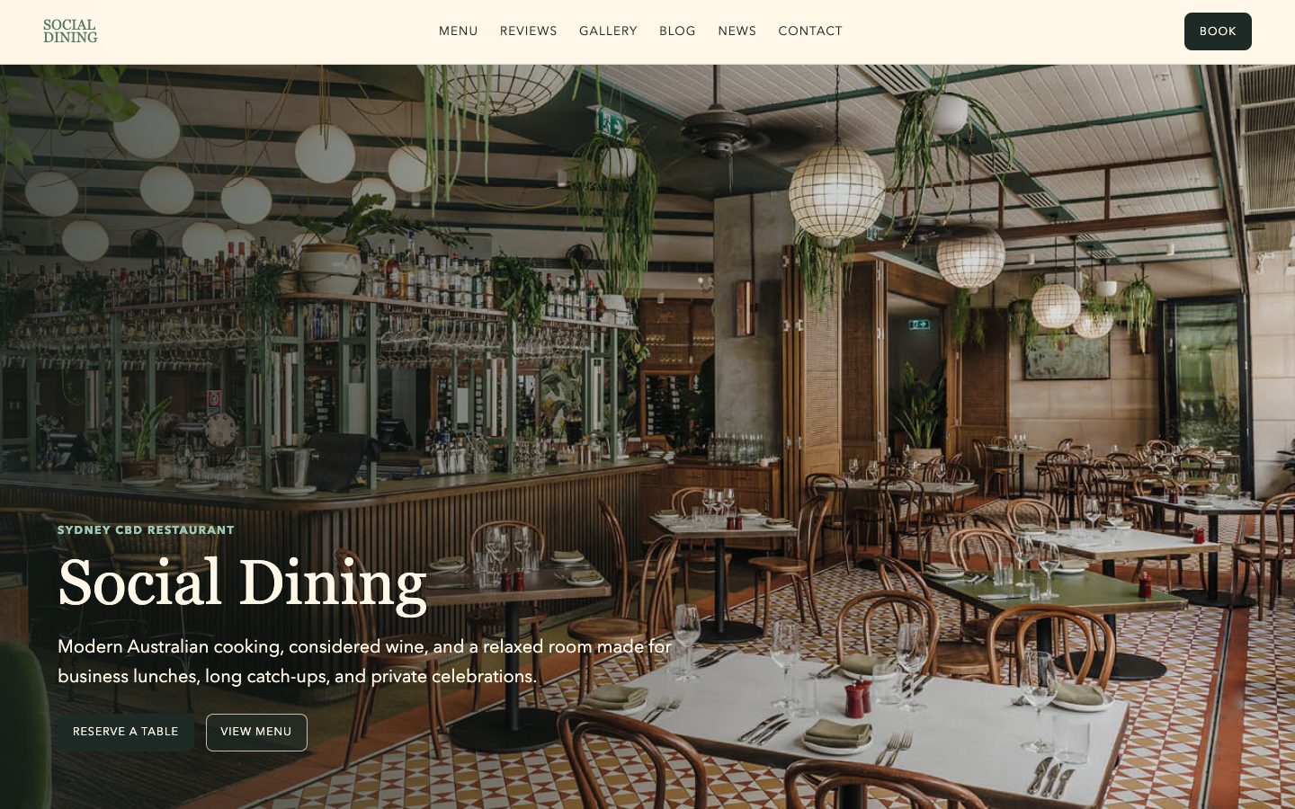 Social Dining website preview