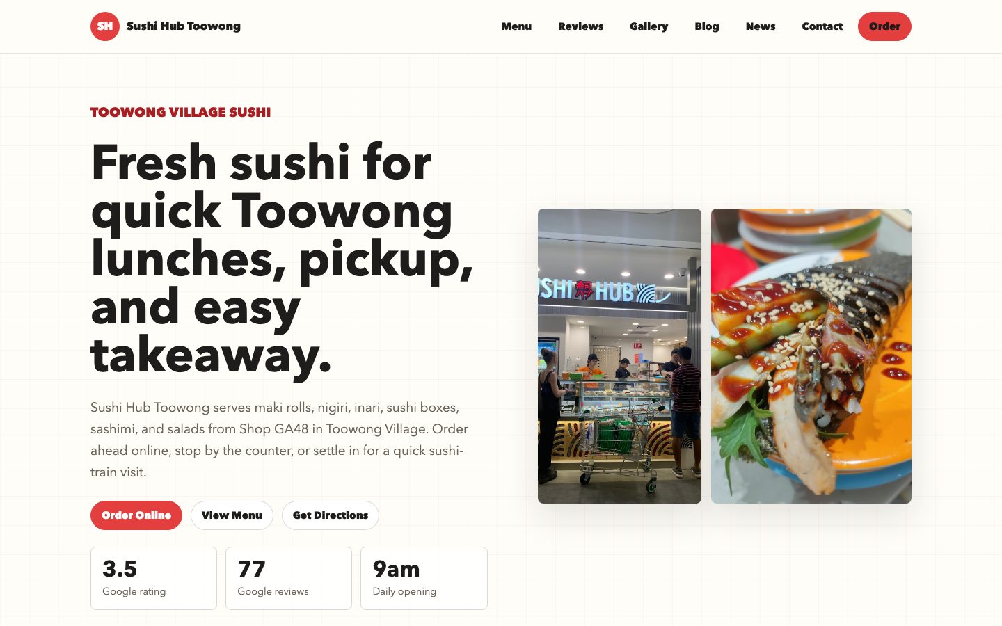 Sushi Hub Toowong website preview