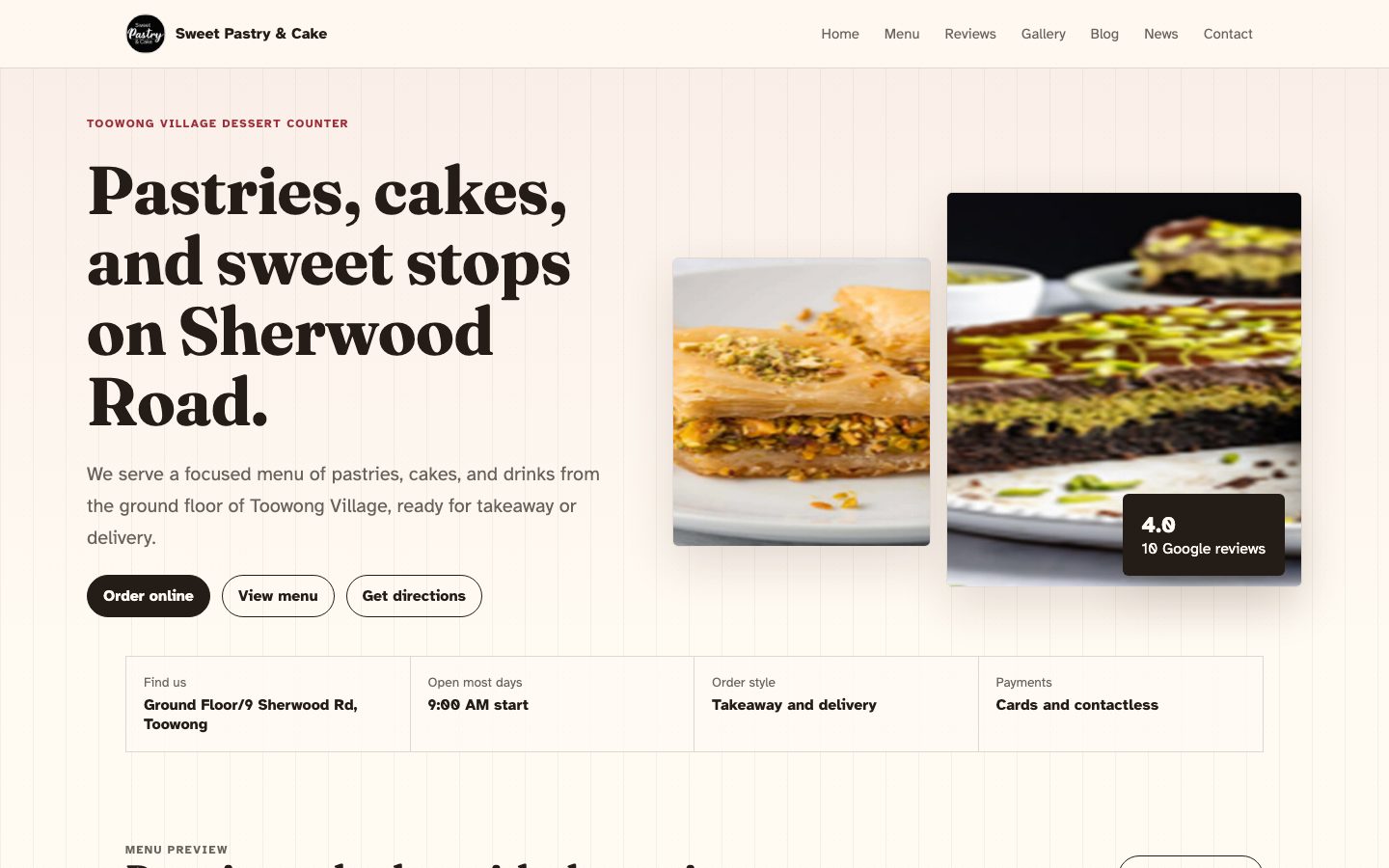 Sweet Pastry and Cake website preview