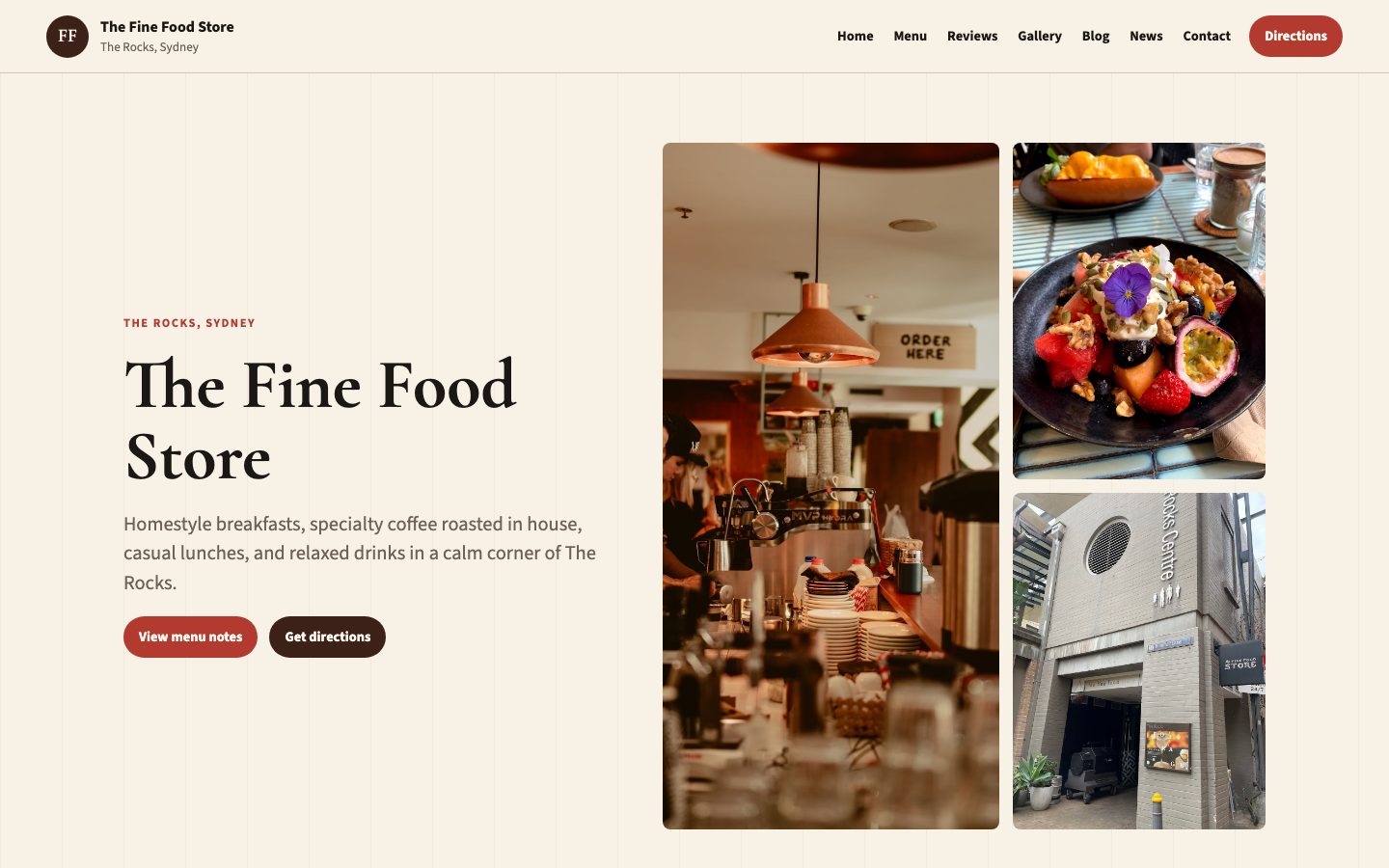 The Fine Food Store website preview