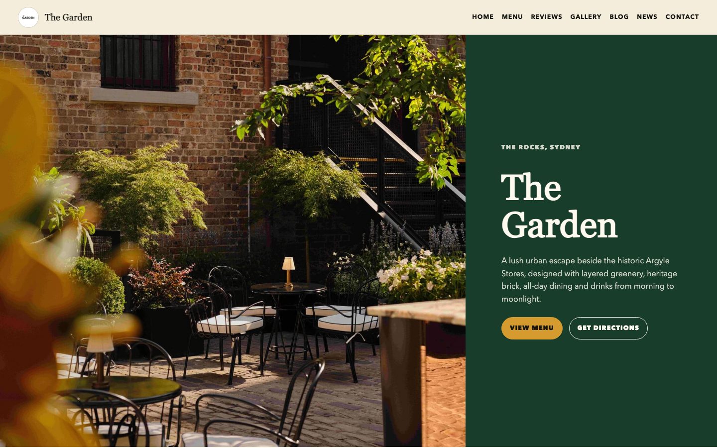 The Garden website preview