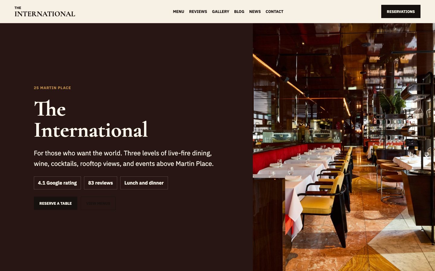 The International website preview