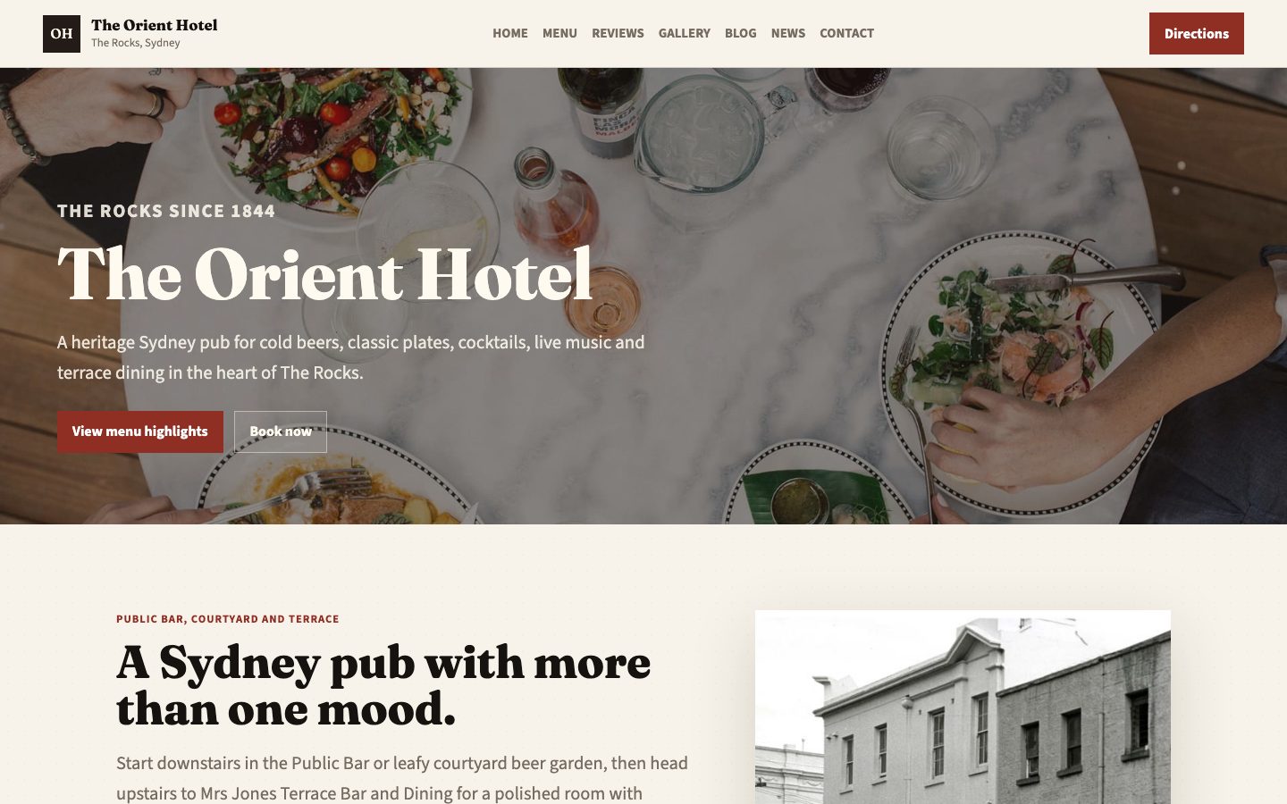 Orient Hotel website preview