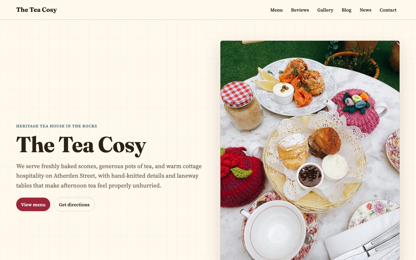 The Tea Cosy website preview