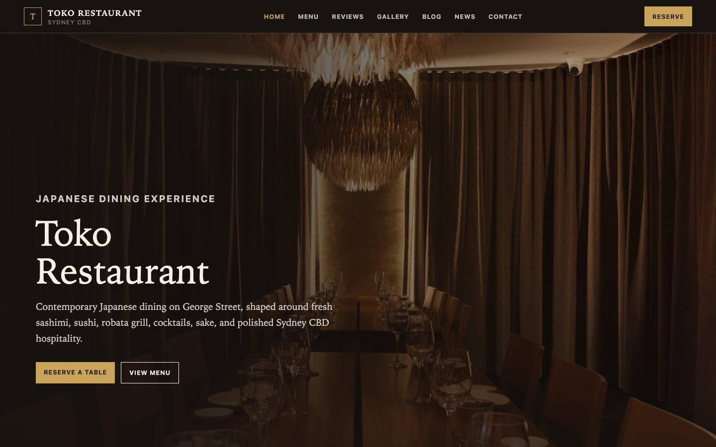 Toko Restaurant website preview