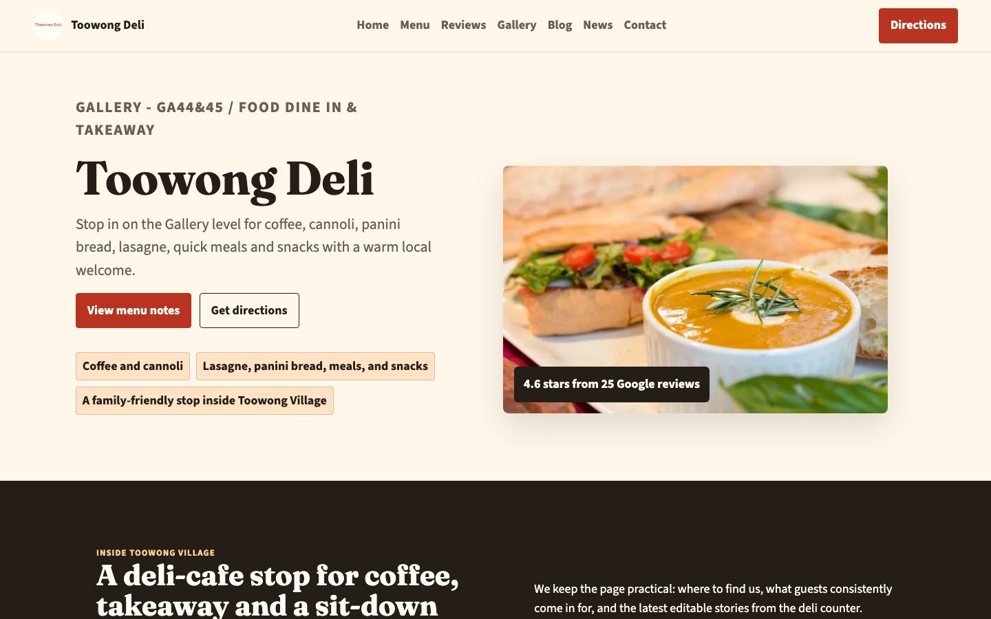 Toowong Deli website preview