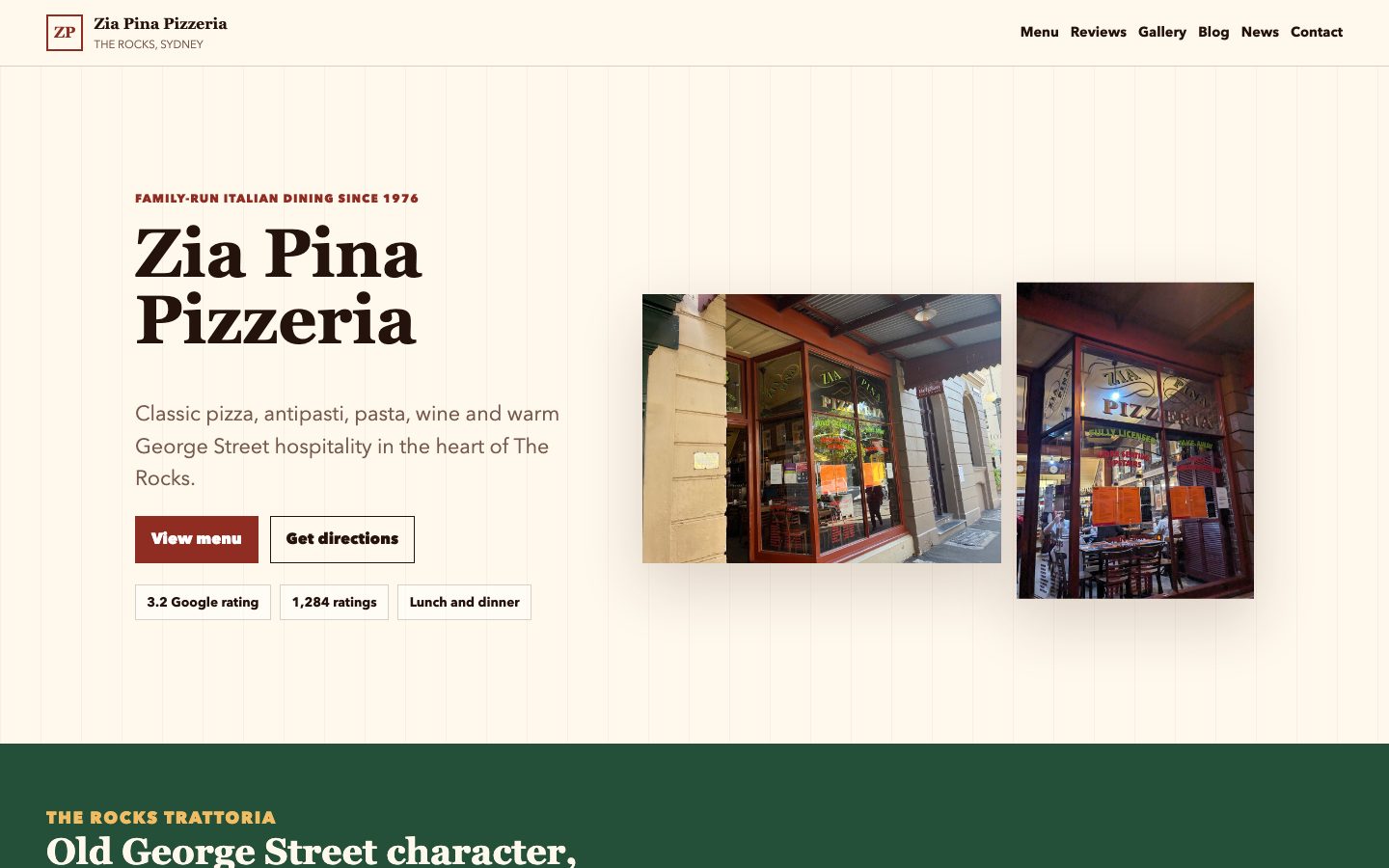 Zia Pina Pizzeria Restaurant website preview